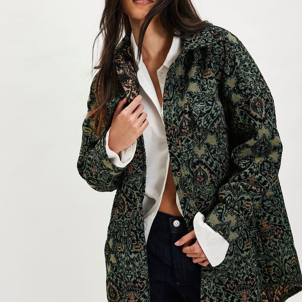 Free People Tapestry Fog Jacquard shirt XS